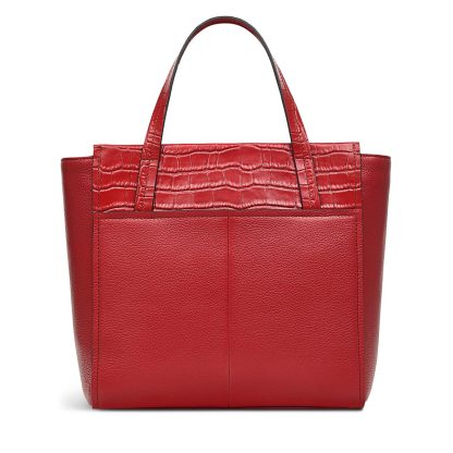 Women's Leather Zippered Dark Red Satchel Bag - Image 2