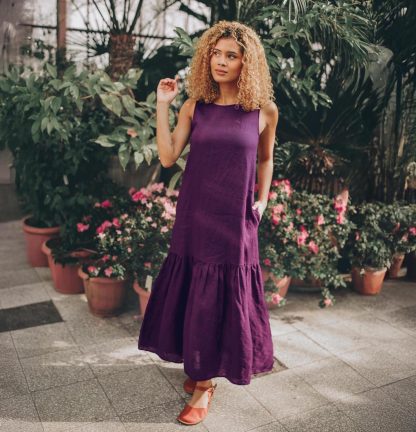 Women's Lightweight Sleeveless Linen Dress - Image 6