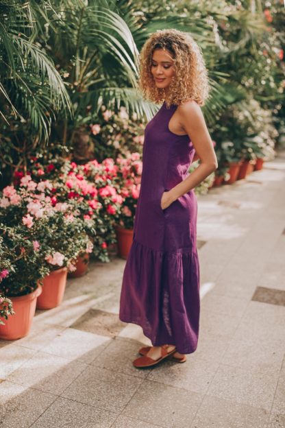 Women's Lightweight Sleeveless Linen Dress - Image 4