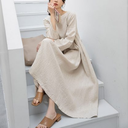 Women's Loose Linen Dress - Image 3