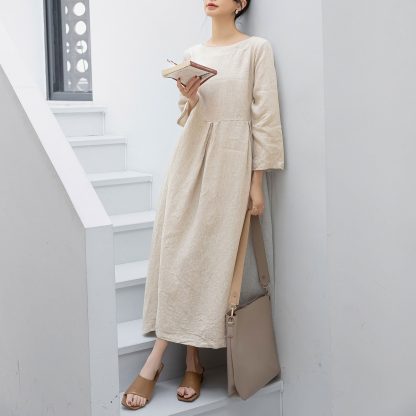 Women's Loose Linen Dress - Image 2