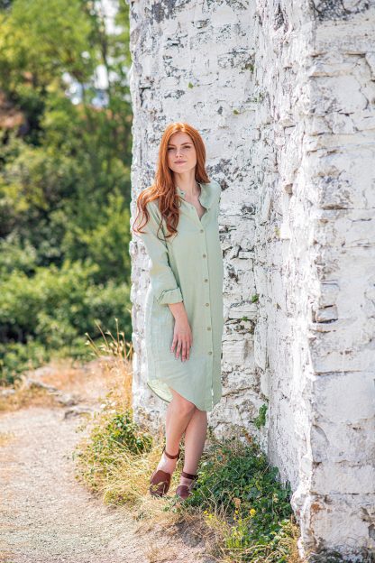 Women's Mint Button Dress