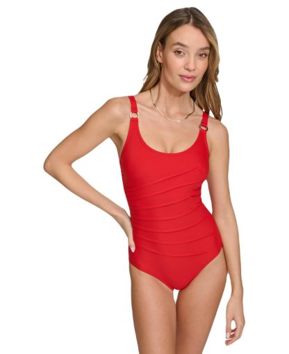 Women's Off-shoulder One-piece Red Swimsuit