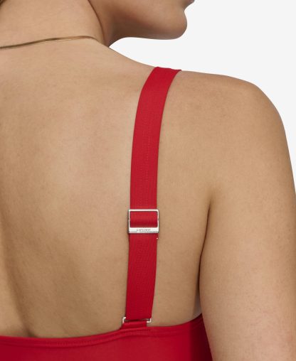 Women's Off-shoulder One-piece Red Swimsuit - Image 4