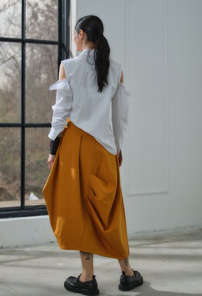 Women's Off-the-shoulder White Cotton Shirt - Image 2
