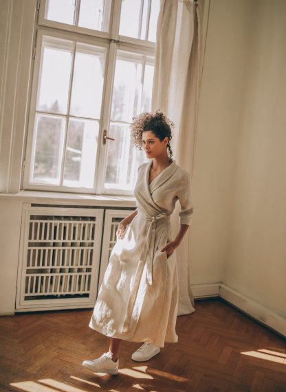 Women's Shawl Collar Wrap Dress - Image 6