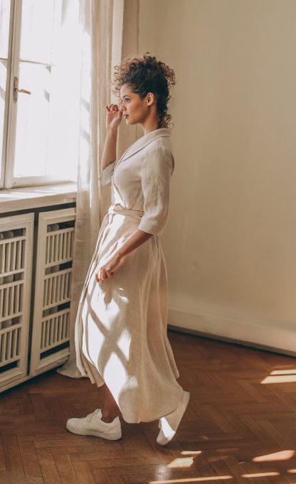 Women's Shawl Collar Wrap Dress - Image 5