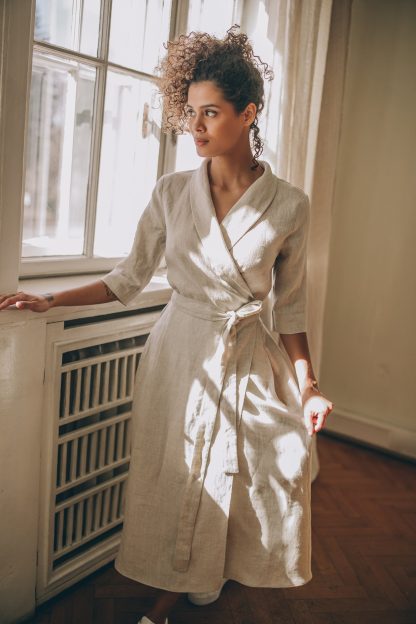 Women's Shawl Collar Wrap Dress - Image 4