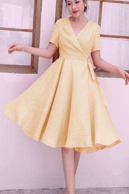 Women's Summer Linen Wrap Dress