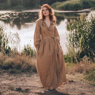 Women's Thick Linen Dress with Hood