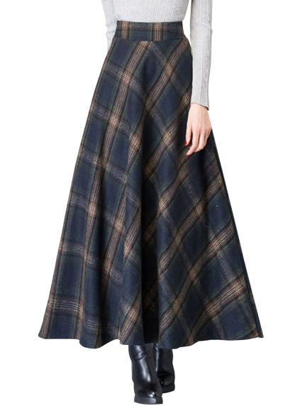 Women's Vintage High Waist Wool Maxi Skirt - Image 4