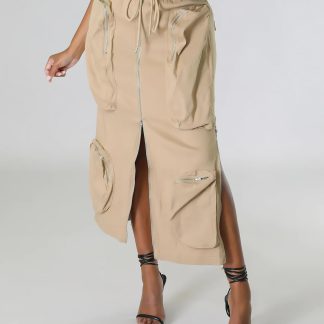 Women's Vintage Multi-Pocket Long Work Dress