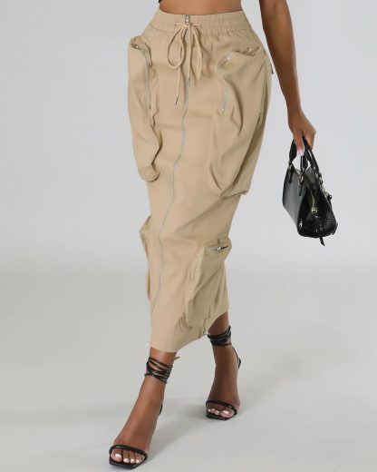 Women's Vintage Multi-Pocket Long Work Dress - Image 2