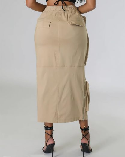 Women's Vintage Multi-Pocket Long Work Dress - Image 3