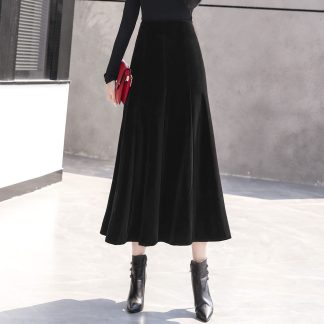 Women's Vintage Stretch A-Line Midi Skirt