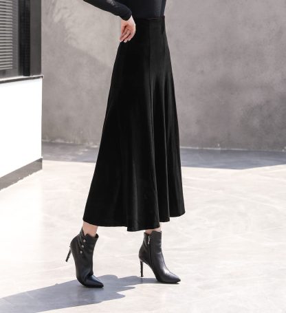 Women's Vintage Stretch A-Line Midi Skirt - Image 4