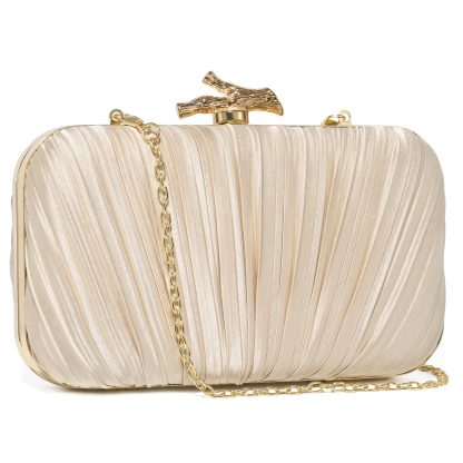 Women's Wedding Champagne Gold-satin Clutch