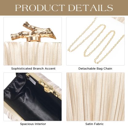 Women's Wedding Champagne Gold-satin Clutch - Image 4