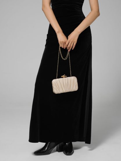 Women's Wedding Champagne Gold-satin Clutch - Image 3