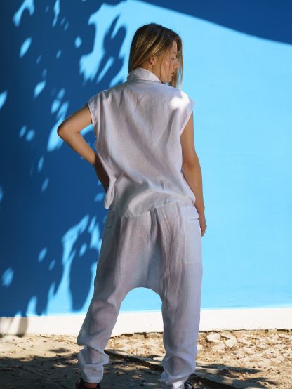 Women's White Organic Linen Shirt - Image 2