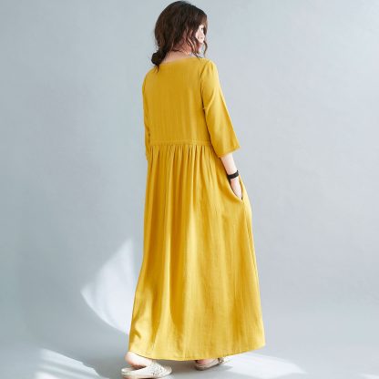 Women's Yellow Linen Dress - Image 5