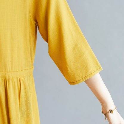Women's Yellow Linen Dress - Image 3