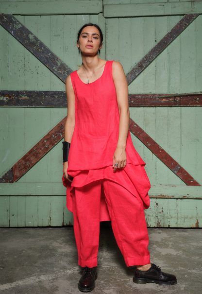 Women's asymmetric linen shirt