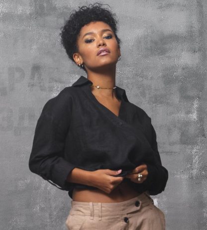 Women's black linen shirt