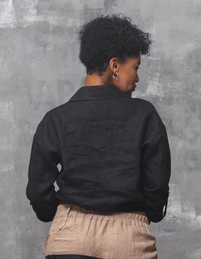 Women's black linen shirt - Image 4