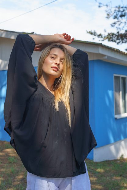 Women's black long sleeve shirt - Image 3