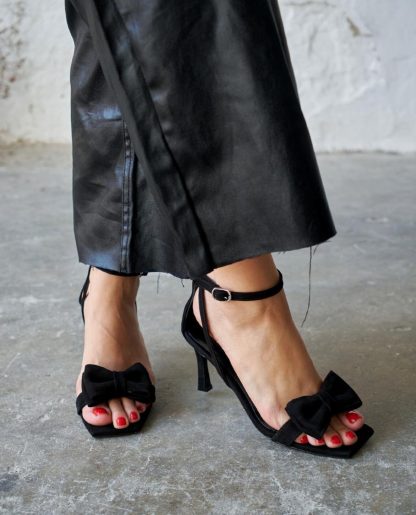 Women's black suede high heel sandals - Image 4