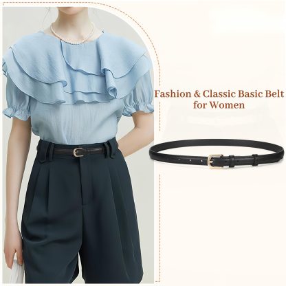 Women's black thin belt - Image 2