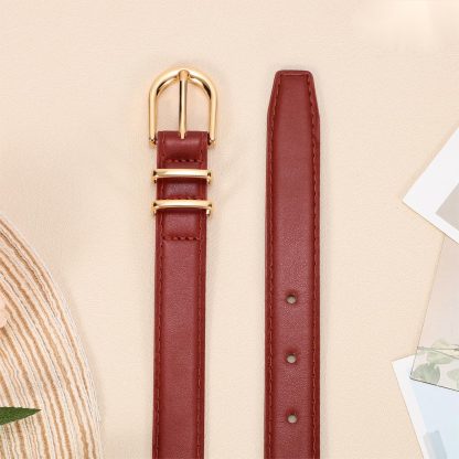 Women's jeans red thin belt - Image 3