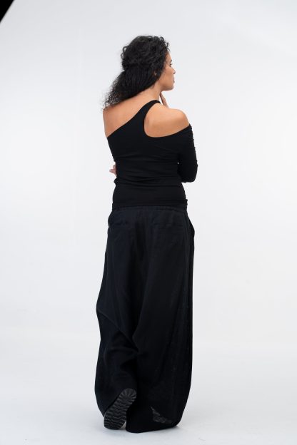 Women's one shoulder asymmetric black top - Image 5