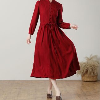 Women's red midi dress