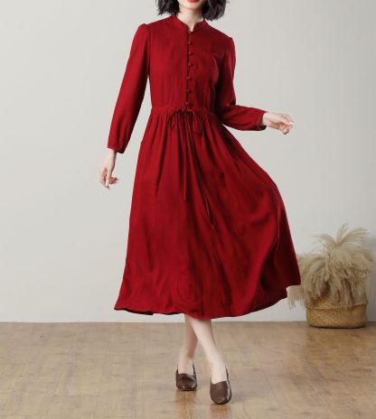 Women's red midi dress