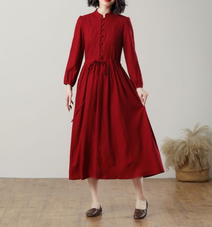 Women's red midi dress - Image 5