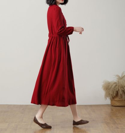 Women's red midi dress - Image 4