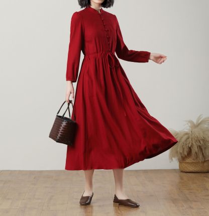 Women's red midi dress - Image 2