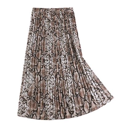 Women's snakeskin leopard A-line pleated long skirt - Image 2