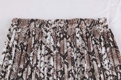 Women's snakeskin leopard A-line pleated long skirt - Image 3