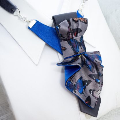 Women's Blue Clip-On Bow Tie - Image 4