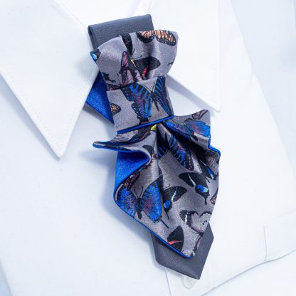 Women's Blue Clip-On Bow Tie - Image 3