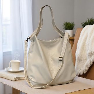 Simple Beige Leather Tote