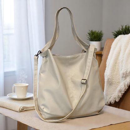 Simple Beige Leather Tote