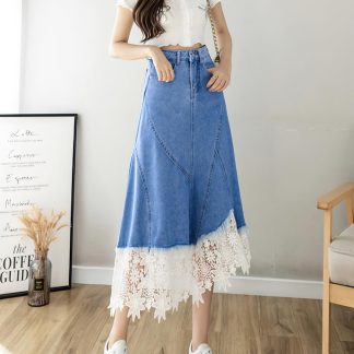 Women's A-Line Swing Midi Denim Skirt
