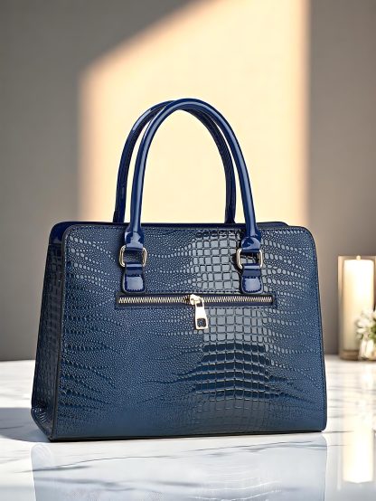 Shiny crocodile pattern women's handbag - Image 4