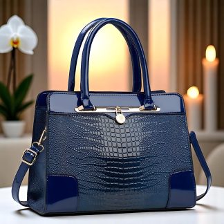 Shiny crocodile pattern women's handbag