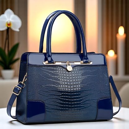 Shiny crocodile pattern women's handbag