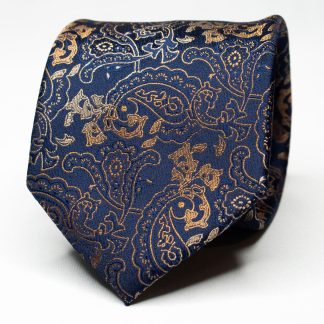 Navy and Gold Pattern Tie